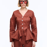 Lia Brown Linen Jacket