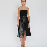 Wool Strapless Midi Dress
