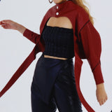 Angle Open Back Top Red Leather