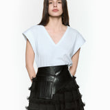 Fringe Midi Skirt Leather Belt
