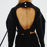 Angle Open Back Top Black